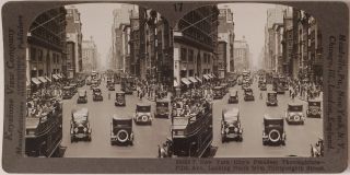 Keystone Stereoview Of 5th Ave,  York W/cars & Buses From The 1920’s 400 Set