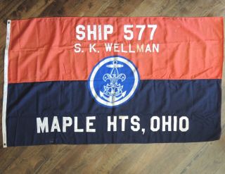 Huge Vintage Sea Scouts Flag Ohio Ship 577 Maple Heights Ohio Boy Scouts America
