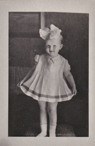 1950s Cute Little Girl In Fancy Dress W/ Bow Fashion Old Soviet Russian Photo 2