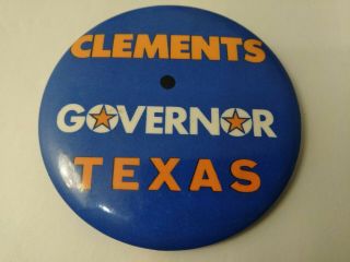 Bill Clements Governor Texas Button Pin Ronald Reagan Political 1980