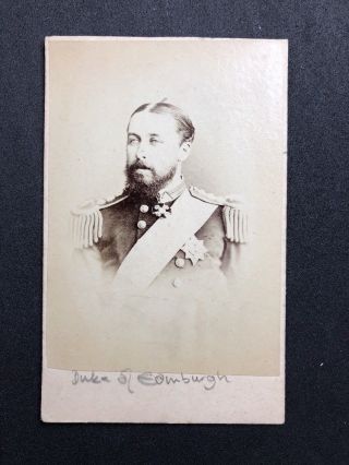 Rare Victorian Carte De Visite Cdv: Prince Alfred,  Duke Of Edinburgh: Uniform