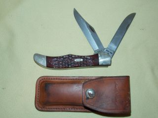 Antique Case Xx 6265 Sab Ss 5 Dot Large Folding Hunter Knife Uncle Henry Sheath