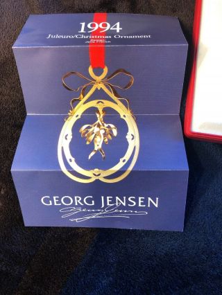 Vintage Georg Jensen Juleuro 1994 Gold Plated Christmas Ornament Made In Denmark 4