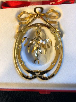 Vintage Georg Jensen Juleuro 1994 Gold Plated Christmas Ornament Made In Denmark 6