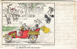 1903 Postcard Buster Brown & His Bubble No.  8 Smooth Bit Of Road Black Americana