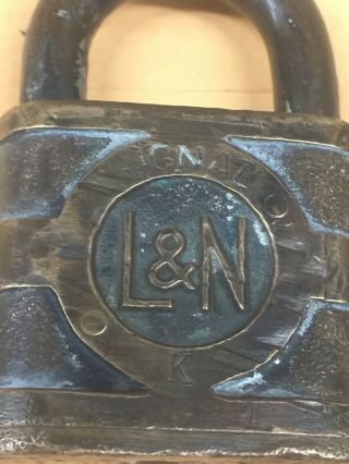 L&N Louisville & Nashville Railroad cast Yale brass signal padlock No Key 2