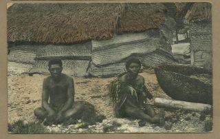Washington Islands/ South Sea Islanders/ Natives/ Huts/non - Linen Postcard