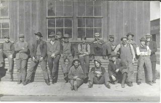 Rppc Of A Group Of Portland Oregon Workers – Possibly Freight Workers 1909