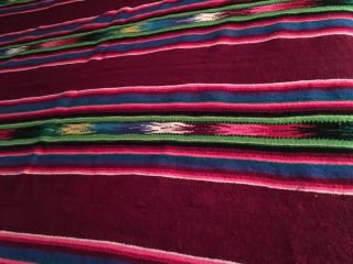 Vintage Colorful Woven Wool Blanket Throw Wall Hanging 80” x 50” 3
