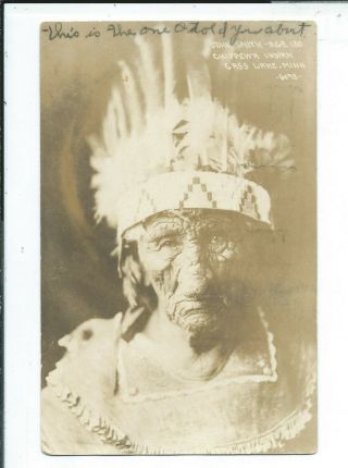 Cass Lake Mn Minnesota Rppc Postcard John Smith Chippewa Native American 130