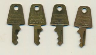 4 Vintage Samsonite Brass Luggage Keys Streamlite 96 Shwayder Bros.  Inc.