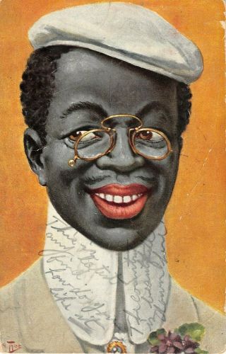 F37/ Black Americana Postcard 1908 Aiken South Carolina Man Hat 24