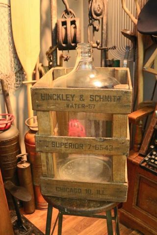 Vintage 5 Gallon Water Jug with Wooden Crate - Hinkley & Schmitt 3