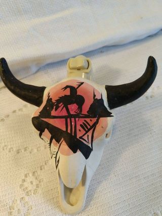 Cow Skull Night Light Southwestern Hand Painted Pottery/ceramic