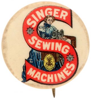 Singer Sewing Machine Rare Button C.  1900 For Cpb Book Color Plates.