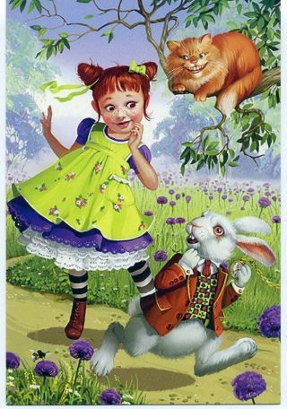Alice In Wonderland Cheshire Cat Russian Postcard 1301