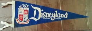 Rare Vtg Disneyland Felt Pennant 1960s Walt Disney Blue & White Mickey