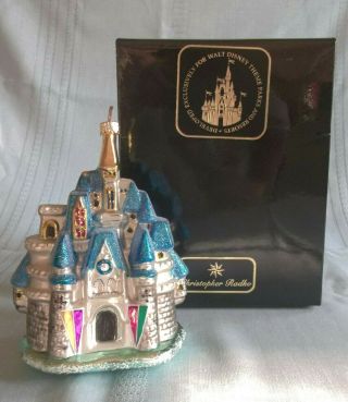 Christopher Radko Walt Disney Glass Cinderella Castle Ornament In The Box