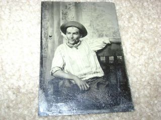 Tintype Of Cowboy With Scabs On His Face Medical