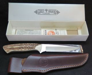 Boker Tree Brand Fixed Blade Stag Handle 503 Hh,  With Scabbard,  Instr.  Lnib