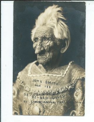 Cass Lake Mn Minnesota Rppc Postcard John Smith Chippewa Indian Age 128