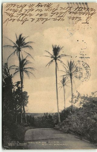1912 Ernest Moses Road To Kilauea Volcano From Hilo Town Hawaii Postcard