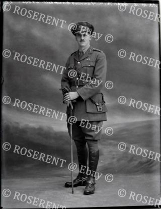 1916 Royal Engineers - Capt R G Gunning Campbell M.  C.  Glass Negative 22 By 16cm