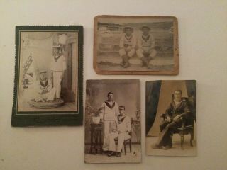 4 X Old Vintage Photo Military Navy Sailor Inc Aboard King Alfred 1908 - 1915
