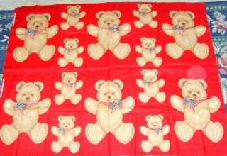 Red Teddy Bear Sewing Panel Fabric Material For Appliques Or Stuffed Doll Animal