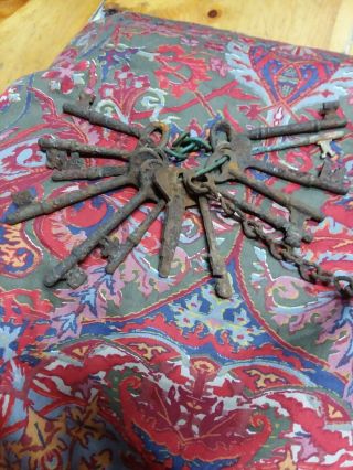 Very Old Set Of Antique Authenic Skeleton Keys 13 Total.  100,  Yr Old Barn Find.
