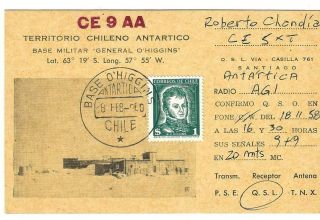 Qsl 1958 Chile Antarctica Base Stamp Radio Card