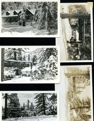 5 Vintage Sierra Club Lodge & Snow Crest Camp B&w Rppc Postcards