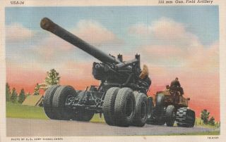 Military Postcard - " 155 Mm Gun,  Field Artillary " (u1 - 353)