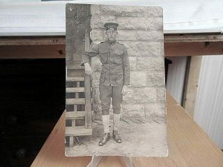 1915 Rppc Real Photo Postcard Wwi Solider In Uniform