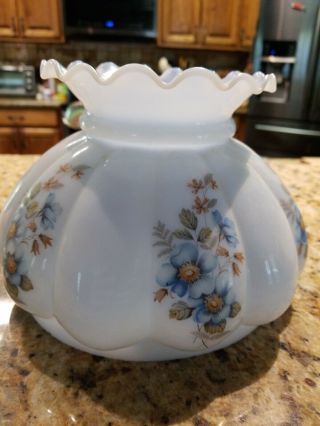 Vintage Blue Floral Parlor Lamp Shade 6 3/4 " Fitter Gwtw Hurricane