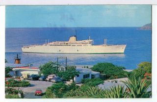 1968 M/s Victoria Entering Harbor,  St.  Thomas,  U.  S.  Virgin Islands Ship Postcard