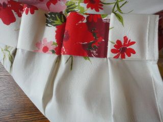 1 pr Vtg Mod 1960 ' s Pink Floral Pleated Fiberglass Curtains Drapes 48 