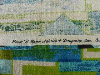 Vintage HOUSE ' N HOME FABRICS Geometric Barkcloth Material Curtain Pillow 4
