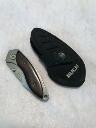 Buck 270 T Hunting Single Blade Folding Pocket Knife Wood Plate Handle