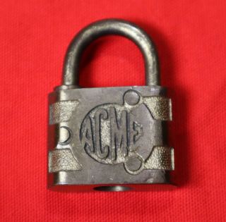Vintage Acme Rfd Pad Lock No Key Brass Padlock Antique Old