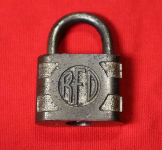 Vintage ACME RFD PAD LOCK NO KEY Brass padlock antique old 2