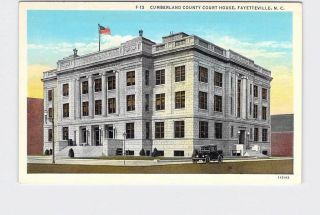 Vintage Postcard North Carolina Fayetteville Cumberland County Court House Stree