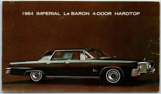 1964 Imperial Lebaron Automobile Advertising Postcard 4 - Door Hardtop Chrysler