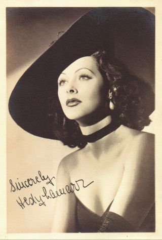 Vintage 1940 Photo Of Hollywood Movie Actress Hedy Lamarr Autograph Signature