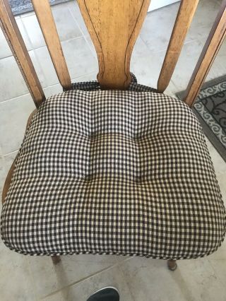 Longaberger Gingham Tan And Brown Fabric (set Of 4 Chair Pads)