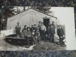 Lincoln,  Mn Rppc Woodsmen - Sunday Best? Note To Sister From John Grindell 1908