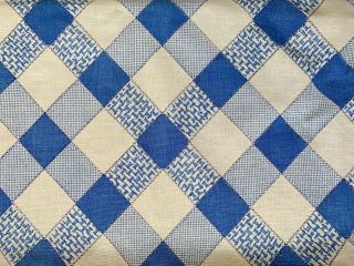 Vtg 40s Cotton Feedsack Blue And White Plaid Check Fabric