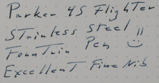 Parker 45 Flighter Stainless Steel & Chrome Fountain Pen - 14kt Fine Nib - 1970s 5