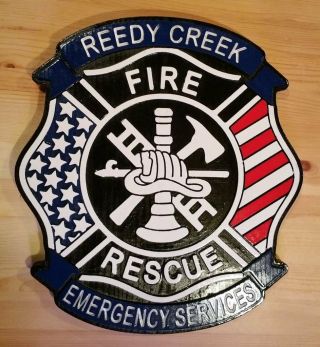 Fire Department Reedy Creek 3d Routed Carved Plaque Wood Patch Sign Custom