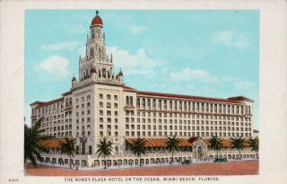 The Roney Plaza Hotel On The Ocean,  Miami Beach,  Fl Vintage Postcard
